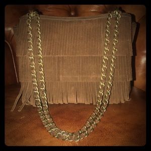 Tory Burch Brown Suede Fringe Purse